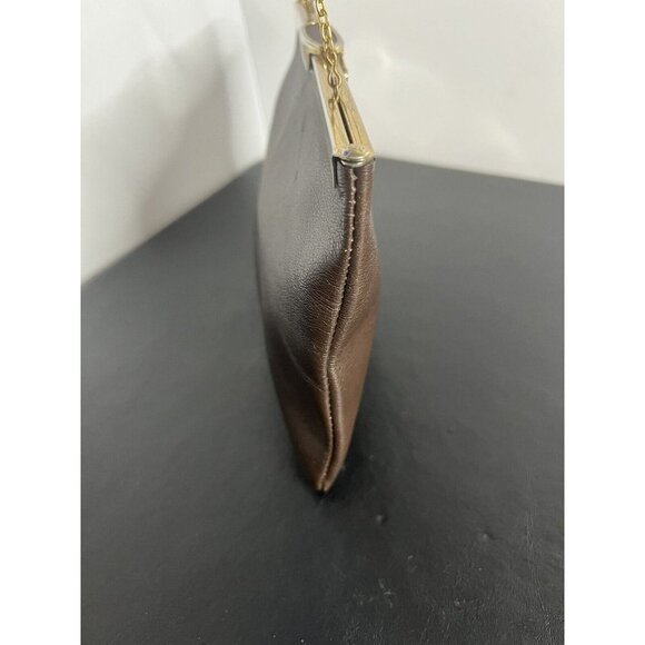 Etra Brown Leather Clutch Shoulder Purse Vintage 1950s - Picture 3 of 16